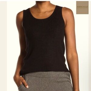 Amicale NY black Cotton/Viscose/Cashmere tank top S NEW $95